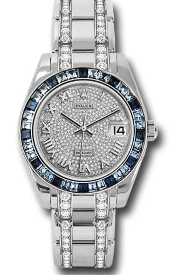 Rolex Pearlmaster Datejust Pearlmaster WG Sapphire Bezel Pave Diamond Dial